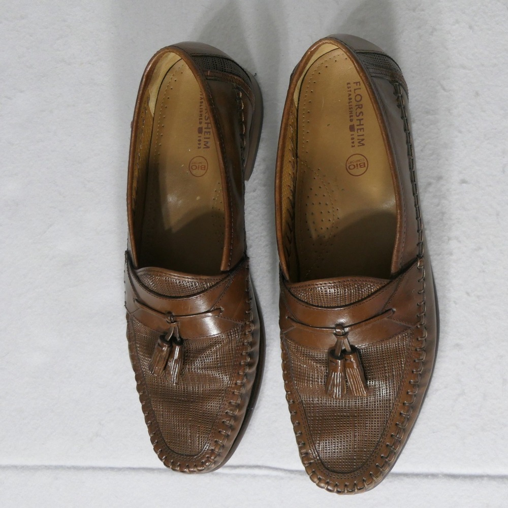Florsheim Mens Tassel Loafers 11.5 D Brown Leather Bio Comfort 12047 Oxford - Picture 11 of 11
